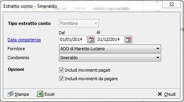 Estratto conto fornitore Domustudio
